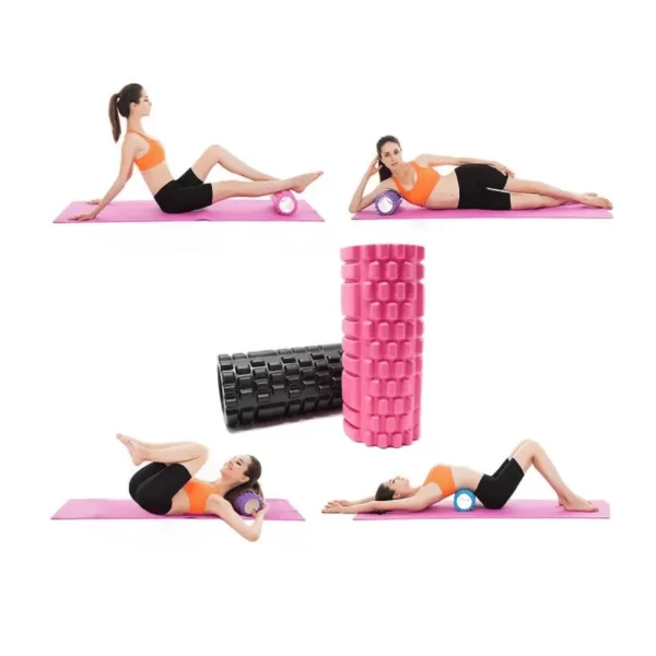 Rolo de Massagem Foam Roller Liberação Miofascial Soltura Yoga - Rosa - 02