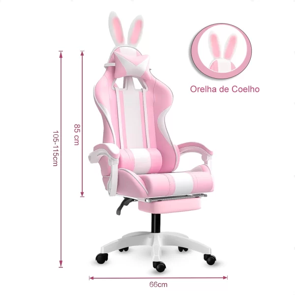 Cadeira Gamer NPC Orelha Coelho - Rosa - 04
