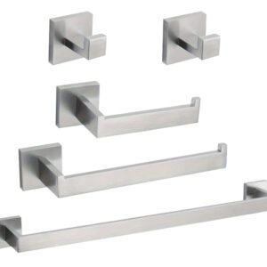 Kit Acessórios Porta Toalhas 5 Peças Prata