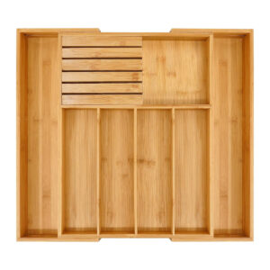 Caixa de Armazenamento de Talheres com Gaveta em Bambu