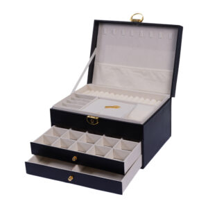 Caixa de joias dupla camada com trava de segurança Estoquee