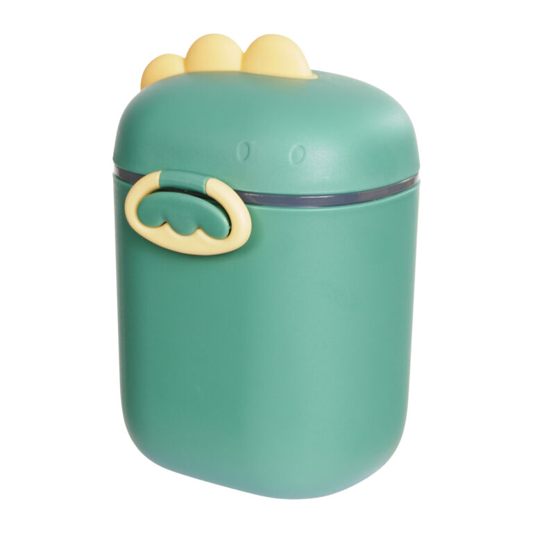 pote dosador de leite em pó verde 800ml com colher medidora de 5 g e vedação dupla em silicone, portátil e seguro para cuidados com bebês