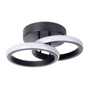 Luminária de teto anel duplo 24W em alumínio com 3 cores de luz (3000K, 4000K e 6000K), design moderno e iluminação para espaços de 5 a 10 m²