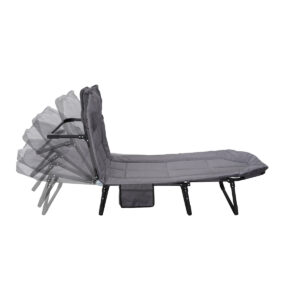 Cama dobrável portátil em aço com colchão integrado e suporte reforçado para camping e uso emergencial