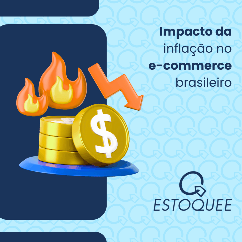 Gráfico mostrando impacto da inflação no e-commerce brasileiro com aumento de custos logísticos e redução das margens de sellers