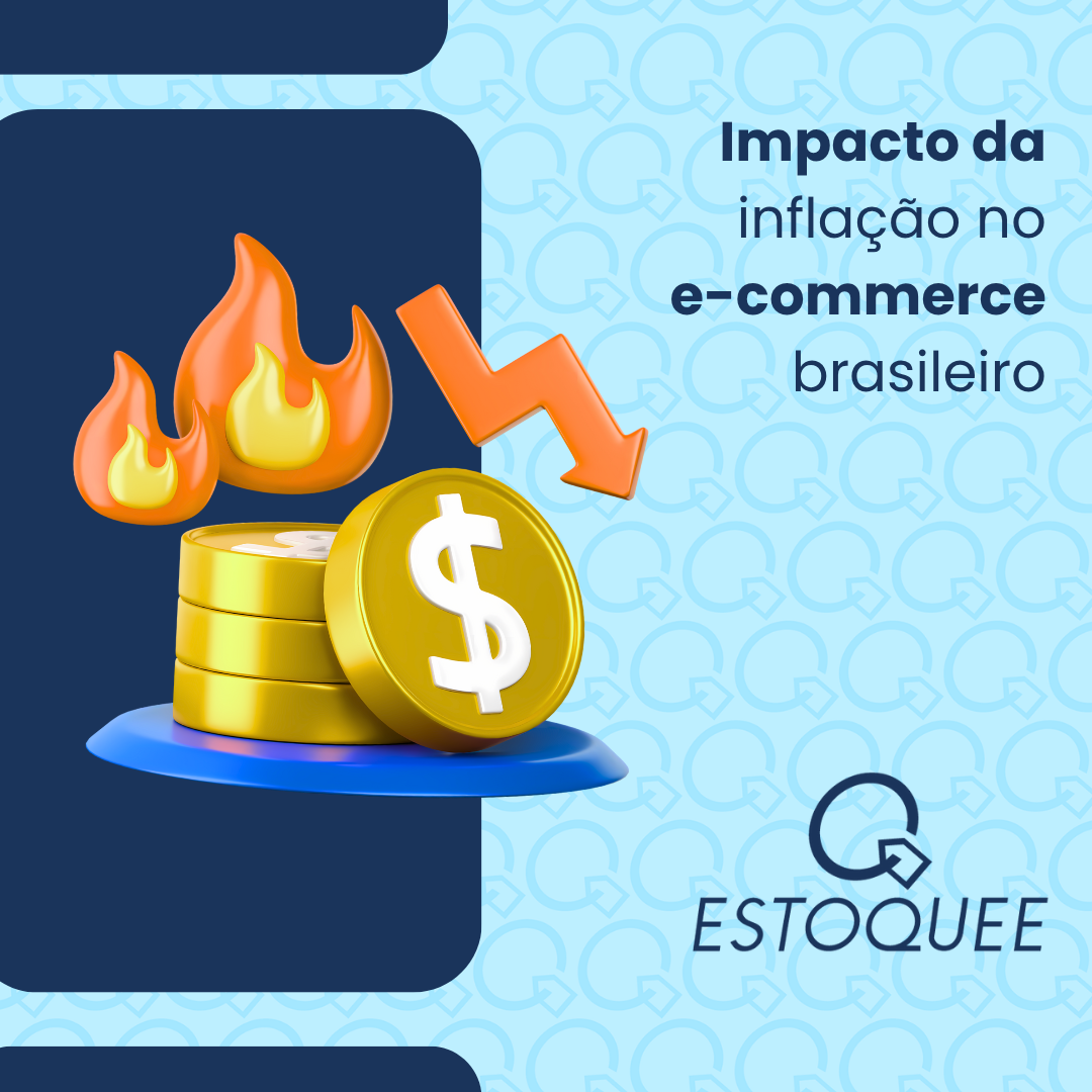 Gráfico mostrando impacto da inflação no e-commerce brasileiro com aumento de custos logísticos e redução das margens de sellers