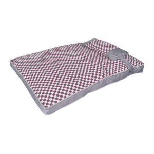 Cama pet Oxford xadrez amarela tamanho M com tecido impermeável e base antiderrapante para cães e gatos.